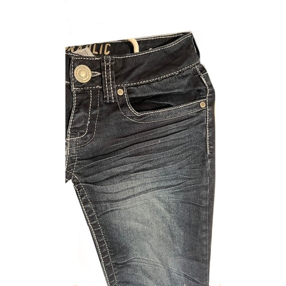 HYDRAULIC  Dark Wash Size 1/2 Skinny Leg Denim Jeans Zip back pockets - Picture 6 of 8